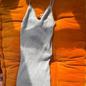 Free People Knitted Bodycon Tie Back Blue Dress Ribbed Stretchy
